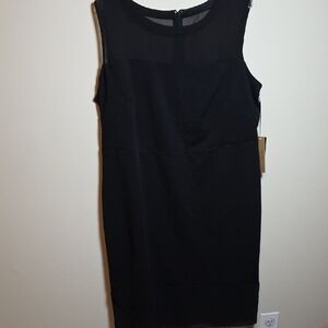 Chic Black Sleeveless Dress with Sheer Details.  Very Elegant!